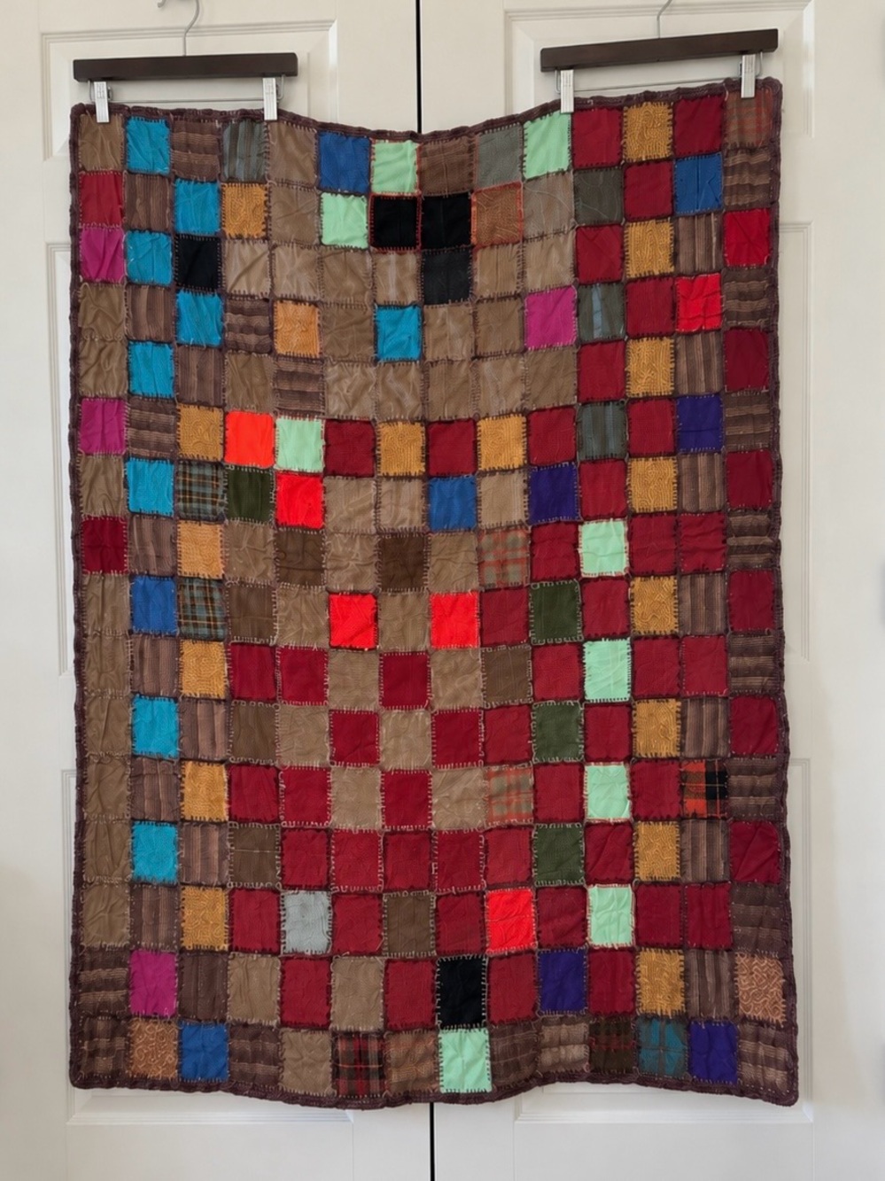 Patchwork Quilted Throw Blanket - Multicolor Squares